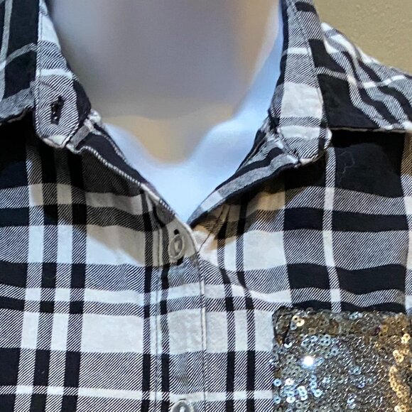 stylish SO black/white casual plaid Shirt Dress size 10 - Picture 11 of 11